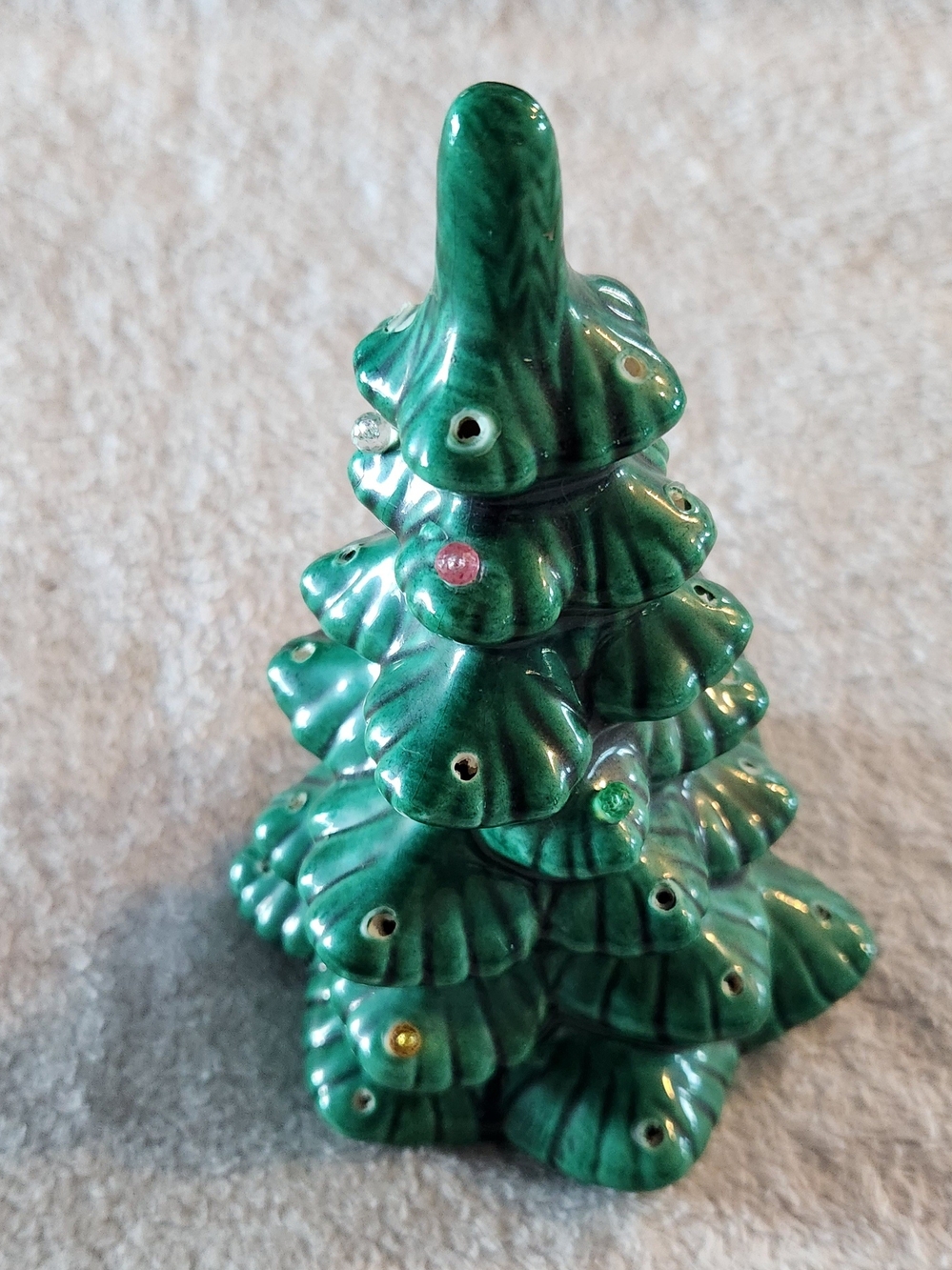 Vintage Atlantic Mold or Holland Mold Ceramic Christmas Tree 5.5" - missing bulb